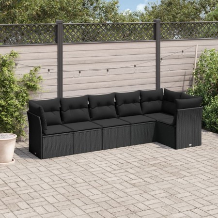 Set de sofás de jardín 6 piezas y cojines ratán sintético negro de , Conjuntos de jardín - Ref: Foro24-3217655, Precio: 391,8...