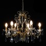 Lámpara de araña con cuentas de cristal dorado redonda 6 x E14 de vidaXL, Lámparas - Ref: Foro24-281603, Precio: 106,37 €, De...