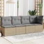4-seater garden sofa with beige synthetic rattan cushions by , Outdoor sofas - Ref: Foro24-366088, Price: 239,34 €, Discount: %