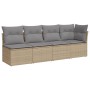 Sofá de jardín de 4 plazas con cojines ratán sintético beige de , Sofás de exterior - Ref: Foro24-366088, Precio: 243,14 €, D...