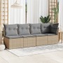Sofá de jardín de 4 plazas con cojines ratán sintético beige de , Sofás de exterior - Ref: Foro24-366088, Precio: 243,14 €, D...