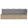 Sofá de jardín de 4 plazas con cojines ratán sintético beige de , Sofás de exterior - Ref: Foro24-366088, Precio: 243,14 €, D...