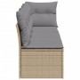 Sofá de jardín de 4 plazas con cojines ratán sintético beige de , Sofás de exterior - Ref: Foro24-366088, Precio: 243,14 €, D...