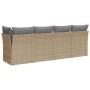 Sofá de jardín de 4 plazas con cojines ratán sintético beige de , Sofás de exterior - Ref: Foro24-366088, Precio: 243,14 €, D...