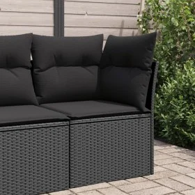 Garten-Ecksofa mit schwarzen synthetischen Rattankissen von , Outdoor-Sofas - Ref: Foro24-365985, Preis: 85,81 €, Rabatt: %