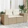2-seater garden sofa with cushions, beige synthetic rattan by , Outdoor sofas - Ref: Foro24-366081, Price: 221,59 €, Discount: %