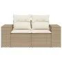 2-seater garden sofa with cushions, beige synthetic rattan by , Outdoor sofas - Ref: Foro24-366081, Price: 221,59 €, Discount: %