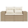 Sofá de jardín con cojines de 2 plazas ratán sintético beige de , Sofás de exterior - Ref: Foro24-366081, Precio: 204,36 €, D...