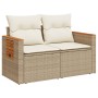 Sofá de jardín con cojines de 2 plazas ratán sintético beige de , Sofás de exterior - Ref: Foro24-366083, Precio: 191,45 €, D...