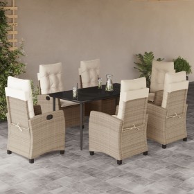 Set comedor de jardín 7 pzas con cojines ratán sintético beige en Conjuntos de jardín | Comprar online en Foru.es