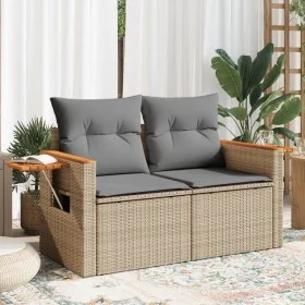 Sofá de jardín con cojines de 2 plazas ratán sintético beige de , Sofás de exterior - Ref: Foro24-366110, Precio: 172,69 €, D...