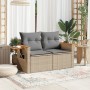 Sofá de jardín con cojines de 2 plazas ratán sintético beige de , Sofás de exterior - Ref: Foro24-366110, Precio: 179,20 €, D...