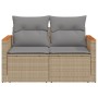 Sofá de jardín con cojines de 2 plazas ratán sintético beige de , Sofás de exterior - Ref: Foro24-366110, Precio: 179,20 €, D...