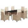Set comedor de jardín 7 pzas con cojines ratán sintético beige en Conjuntos de jardín | Comprar online en Foru.es