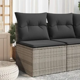 Sofá de jardín sin reposabrazos con cojines ratán PE gris de , Sofás de exterior - Ref: Foro24-366112, Precio: 55,10 €, Descu...