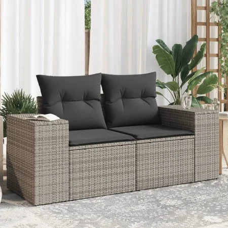 Garden sofa with cushions 2 seater gray synthetic rattan by , Outdoor sofas - Ref: Foro24-366125, Price: 180,94 €, Discount: %