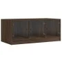 Mesa de centro con puertas de vidrio marrón roble 102x50x42 cm de , Mesas de centro - Ref: Foro24-836419, Precio: 80,16 €, De...