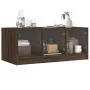 Mesa de centro con puertas de vidrio marrón roble 102x50x42 cm de , Mesas de centro - Ref: Foro24-836419, Precio: 80,16 €, De...