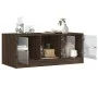Mesa de centro con puertas de vidrio marrón roble 102x50x42 cm de , Mesas de centro - Ref: Foro24-836419, Precio: 80,16 €, De...