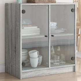 Auxiliary wardrobe with Sonoma gray glass doors 68x37x75.5 cm by , Sideboards - Ref: Foro24-836425, Price: 79,70 €, Discount: %