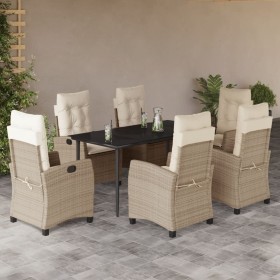 Set comedor de jardín 7 pzas con cojines ratán sintético beige en Conjuntos de jardín | Comprar online en Foru.es
