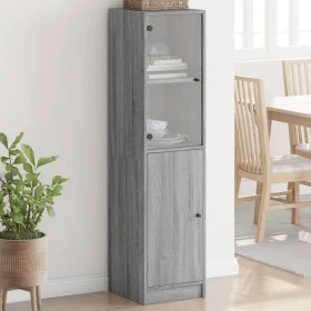 Aparador con puerta de vidrio gris Sonoma 35x37x142 cm de , Aparadores - Ref: Foro24-836446, Precio: 85,63 €, Descuento: %