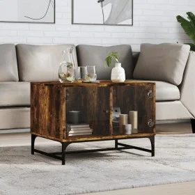 Mesa de centro puertas de vidrio roble ahumado 68,5x50x50 cm de , Mesas de centro - Ref: Foro24-836543, Precio: 47,92 €, Desc...