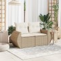 Sofá de jardín con cojines de 2 plazas ratán sintético beige de , Sofás de exterior - Ref: Foro24-366062, Precio: 200,78 €, D...