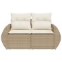 Sofá de jardín con cojines de 2 plazas ratán sintético beige de , Sofás de exterior - Ref: Foro24-366062, Precio: 200,78 €, D...