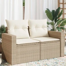 Sofá de jardín con cojines de 2 plazas ratán sintético beige de , Sofás de exterior - Ref: Foro24-366060, Precio: 174,22 €, D...