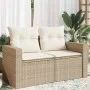 Sofá de jardín con cojines de 2 plazas ratán sintético beige de , Sofás de exterior - Ref: Foro24-366060, Precio: 174,22 €, D...