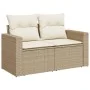 Sofá de jardín con cojines de 2 plazas ratán sintético beige de , Sofás de exterior - Ref: Foro24-366060, Precio: 174,22 €, D...