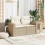 Sofá de jardín con cojines de 2 plazas ratán sintético beige de , Sofás de exterior - Ref: Foro24-366060, Precio: 174,22 €, D...
