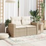 Sofá de jardín con cojines de 2 plazas ratán sintético beige de , Sofás de exterior - Ref: Foro24-366060, Precio: 166,99 €, D...