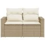 Sofá de jardín con cojines de 2 plazas ratán sintético beige de , Sofás de exterior - Ref: Foro24-366060, Precio: 174,22 €, D...