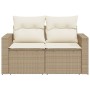 Sofá de jardín con cojines de 2 plazas ratán sintético beige de , Sofás de exterior - Ref: Foro24-366060, Precio: 166,99 €, D...