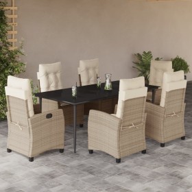 Set comedor de jardín 7 pzas con cojines ratán sintético beige en Conjuntos de jardín | Comprar online en Foru.es