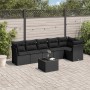 Set de comedor de jardín 7 pzas y cojines ratán sintético negro de , Conjuntos de jardín - Ref: Foro24-3217665, Precio: 438,2...