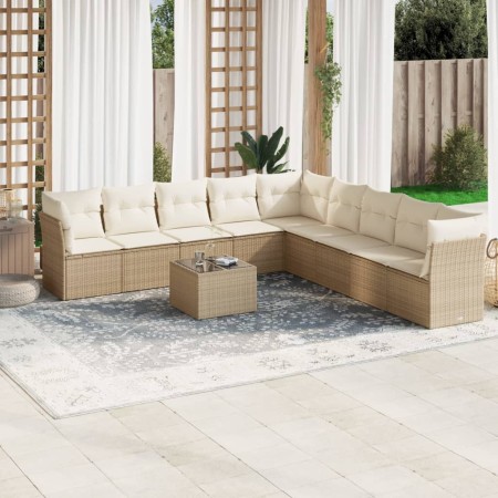 Juego de sofás jardín con cojines beige 10 pzas ratán sintético de , Conjuntos de jardín - Ref: Foro24-3217788, Precio: 623,0...