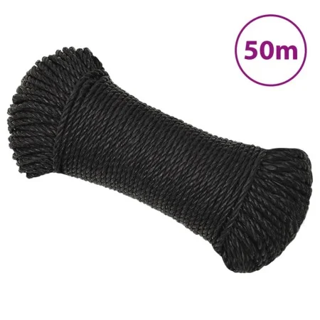 Cuerda de trabajo polipropileno negro 3 mm 50 m de , Sogas y cuerdas metálicas - Ref: Foro24-152997, Precio: 11,91 €, Descuen...
