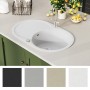 Fregadero de cocina de granito con un seno ovalado blanco de vidaXL, Fregaderos - Ref: Foro24-144867, Precio: 193,95 €, Descu...