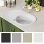 Granite kitchen sink with one white oval basin by vidaXL, Sinks - Ref: Foro24-144867, Price: 198,36 €, Discount: %