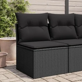 Sofá de jardín sin reposabrazos con cojines ratán PE negro de , Sofás de exterior - Ref: Foro24-365961, Precio: 59,22 €, Desc...