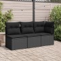 Sofá de jardín sin reposabrazos con cojines ratán PE negro de , Sofás de exterior - Ref: Foro24-365961, Precio: 60,02 €, Desc...