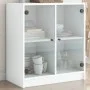 Armario auxiliar con puertas de vidrio blanco 68x37x75,5 cm de , Aparadores - Ref: Foro24-836420, Precio: 70,54 €, Descuento: %