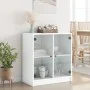 Armario auxiliar con puertas de vidrio blanco 68x37x75,5 cm de , Aparadores - Ref: Foro24-836420, Precio: 70,54 €, Descuento: %