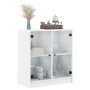 Armario auxiliar con puertas de vidrio blanco 68x37x75,5 cm de , Aparadores - Ref: Foro24-836420, Precio: 70,54 €, Descuento: %