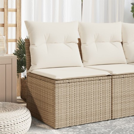 Sofá de jardín sin reposabrazos con cojines ratán PE beige de , Sofás de exterior - Ref: Foro24-366050, Precio: 59,94 €, Desc...