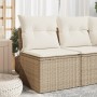 Sofá de jardín sin reposabrazos con cojines ratán PE beige de , Sofás de exterior - Ref: Foro24-366050, Precio: 59,94 €, Desc...