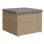 Taburete de jardín con cojín ratán sintético beige 55x55x37cm de , Otomanas de exterior - Ref: Foro24-366092, Precio: 61,13 €...